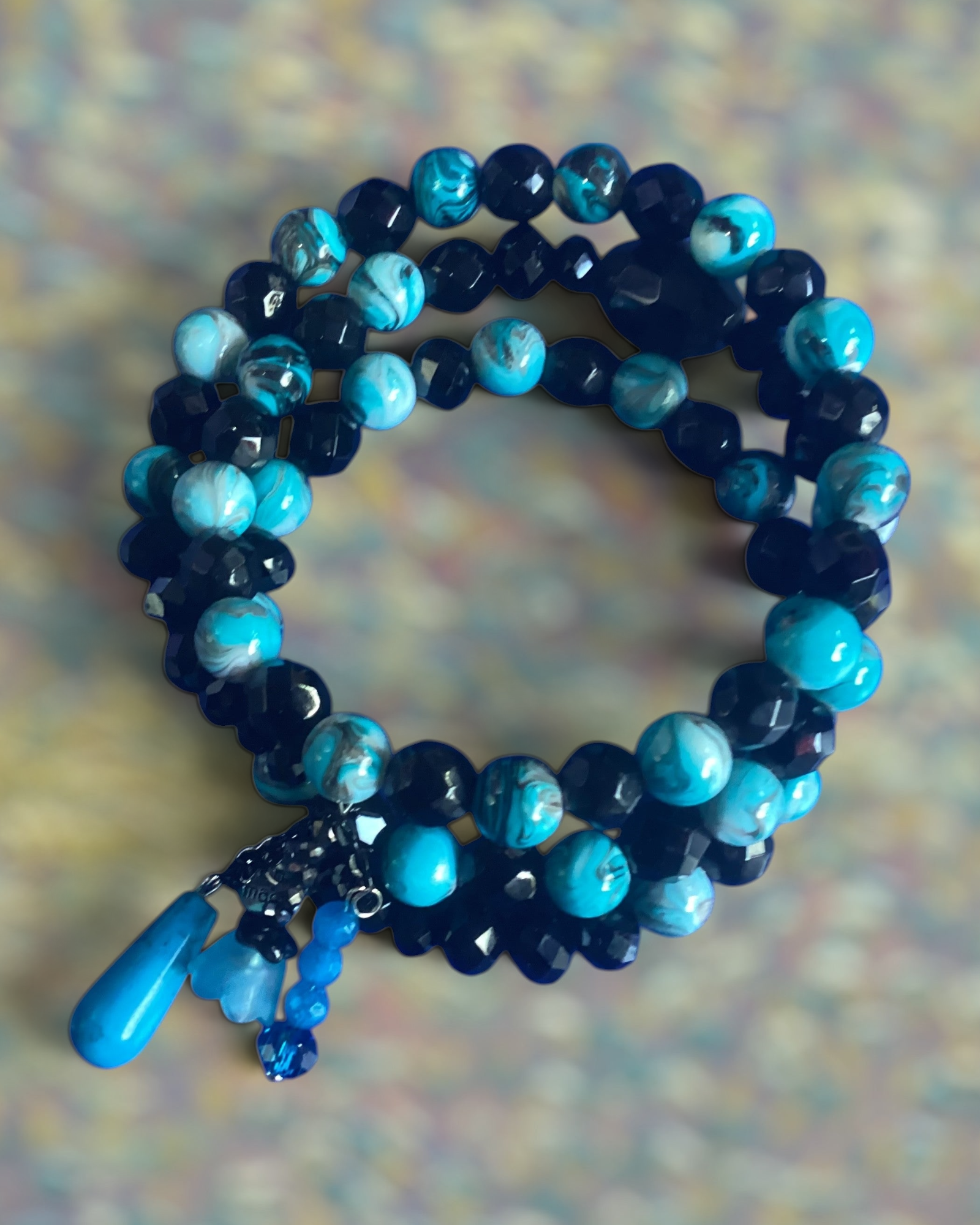 Turquoise Swirl Beaded Wrap Bracelet