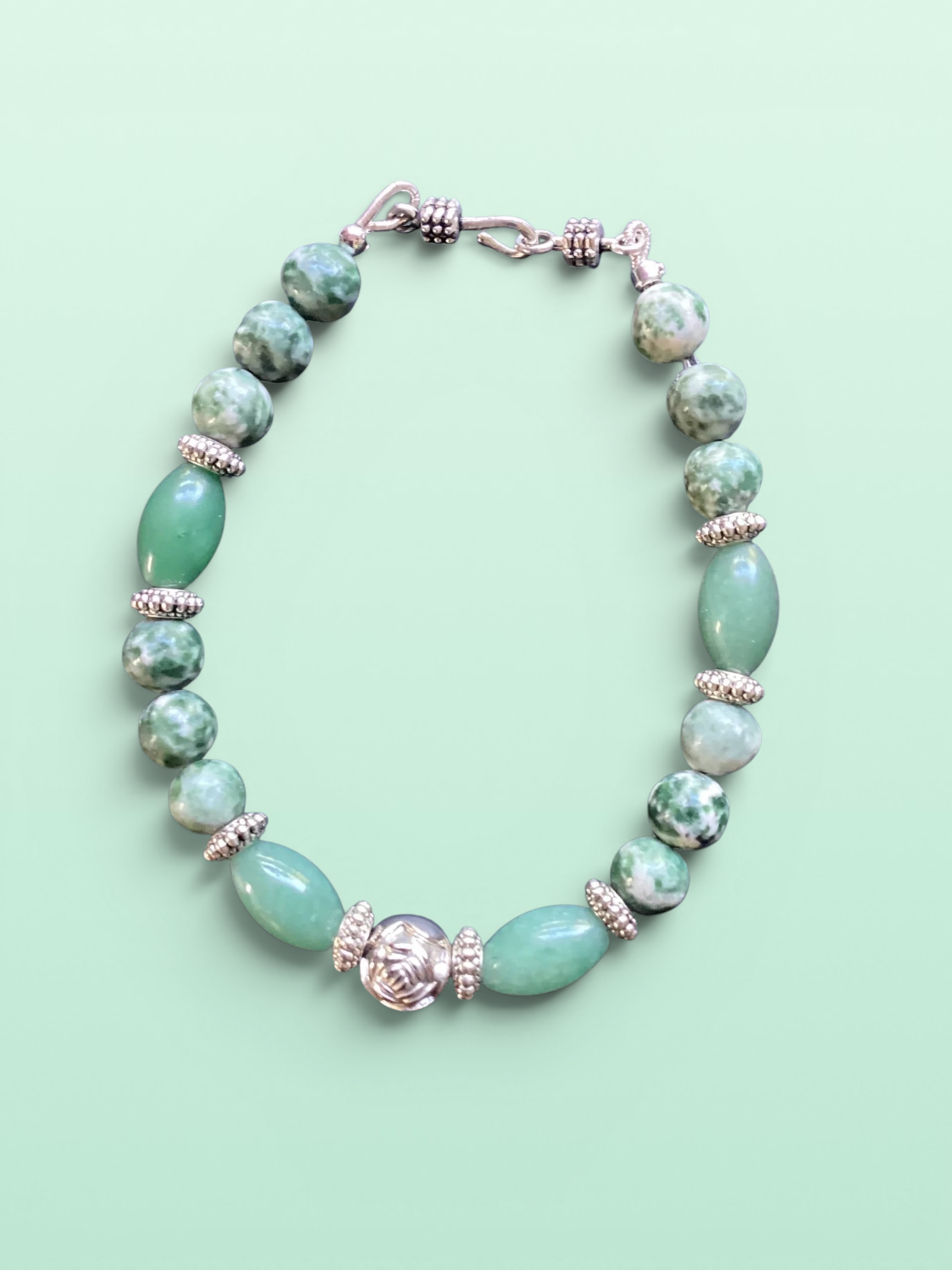 Elegant Beaded Bracelet With Silver Accents