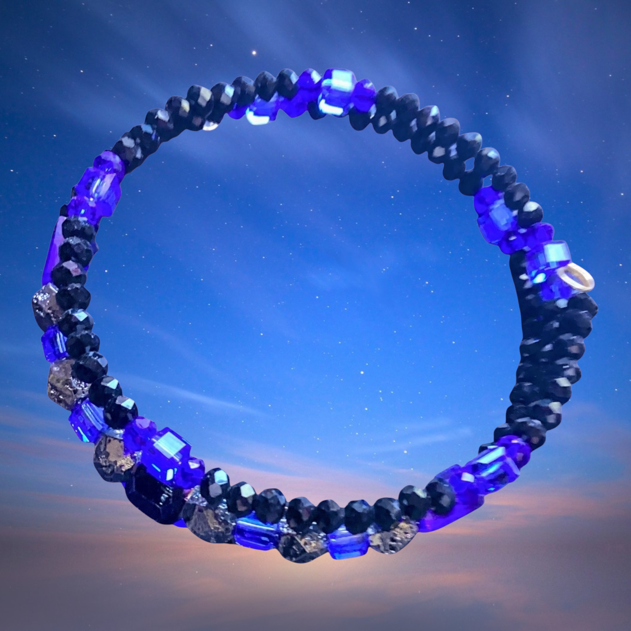 Artisan Beaded Necklace with Dichroic Pendant and Bracelet Jewelry Set
