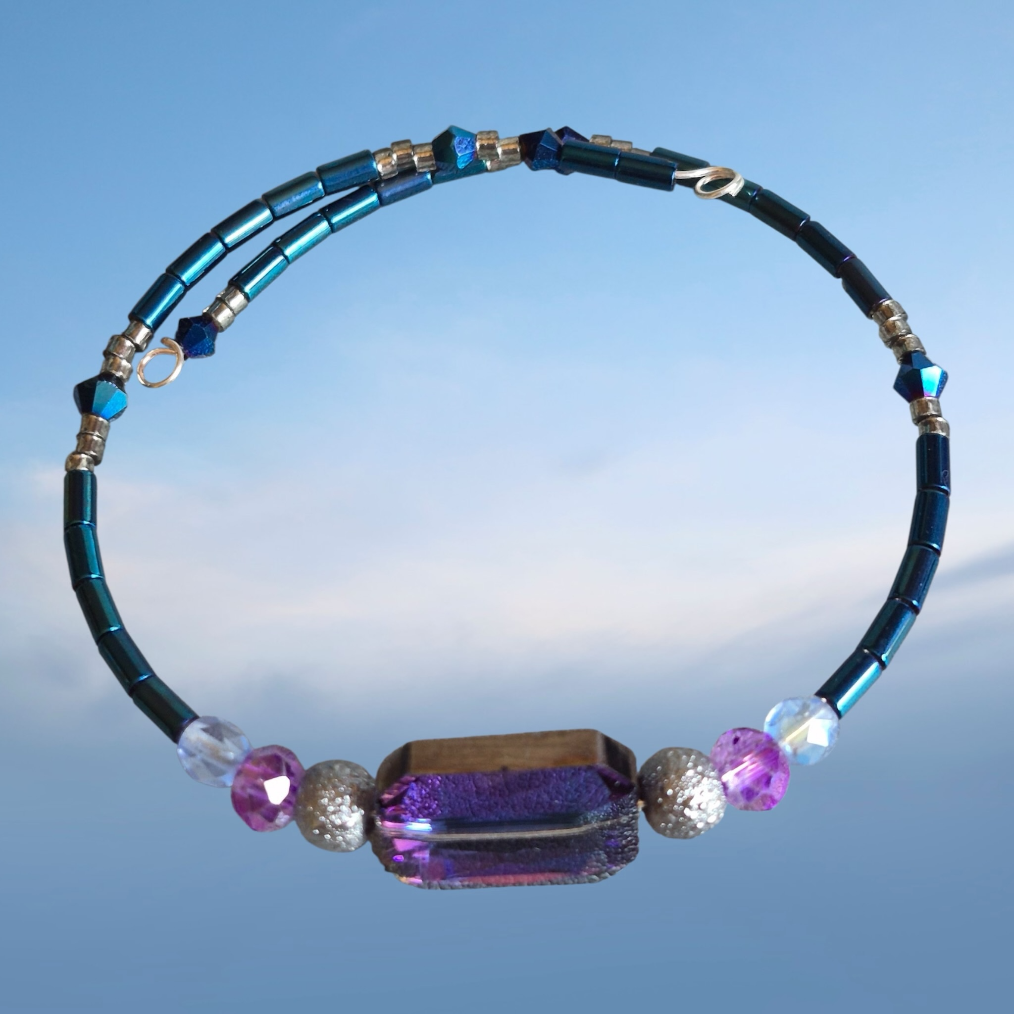 -Artisan Beaded Necklace and Bracelet Jewelry Set