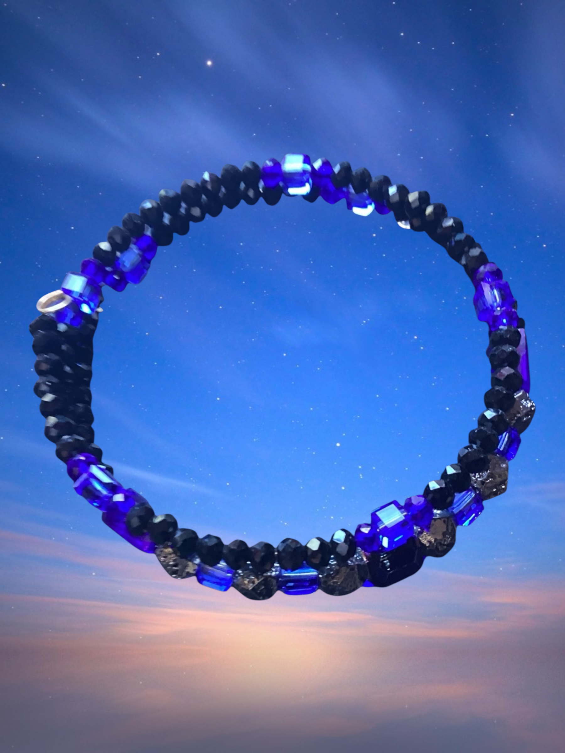 Artisan Beaded Necklace with Dichroic Pendant and Bracelet Jewelry Set