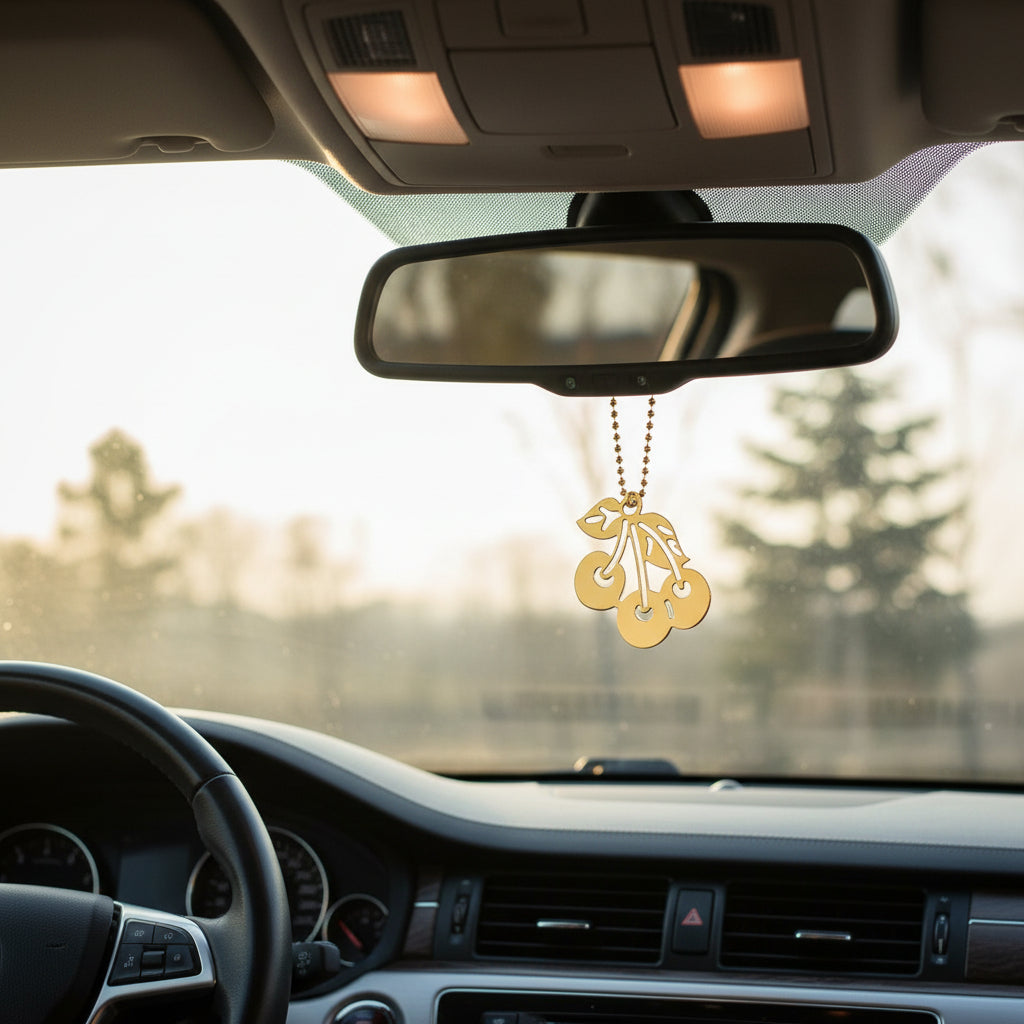 Hand-designed by Heartfelt Creations, you can add a touch of playful elegance to your everyday essentials with your choice of an 18k gold plated Brass cherry keychain or backpack/bag accessory