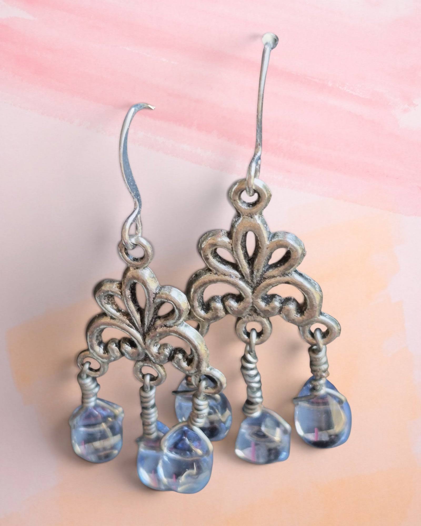 Ornate Filigree Drop Dangle Earrings