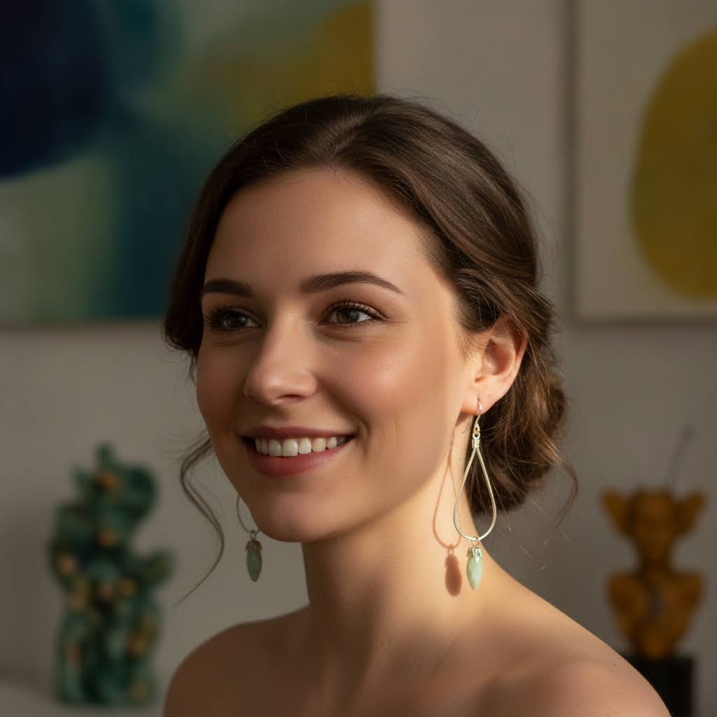 Teardrop Hoop Earrings With Dangle Accent