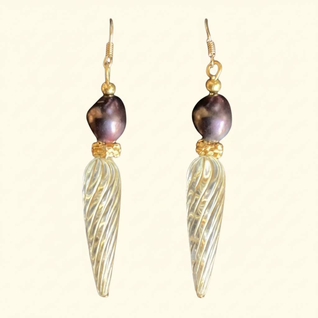 Elegant Pearl and Glass Drop Earrings