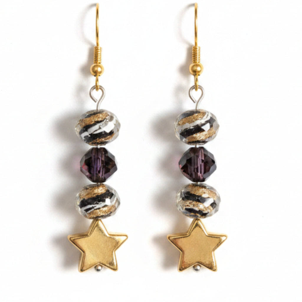 Elegant Dangling Star Charm Beaded Drop Earrings