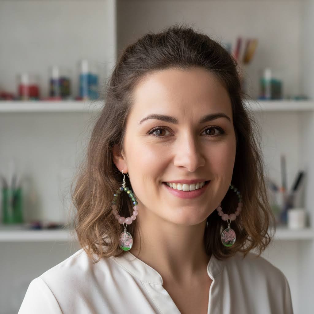 Beaded Botanical Drop Earrings (with Pink Flowered Trees!)
