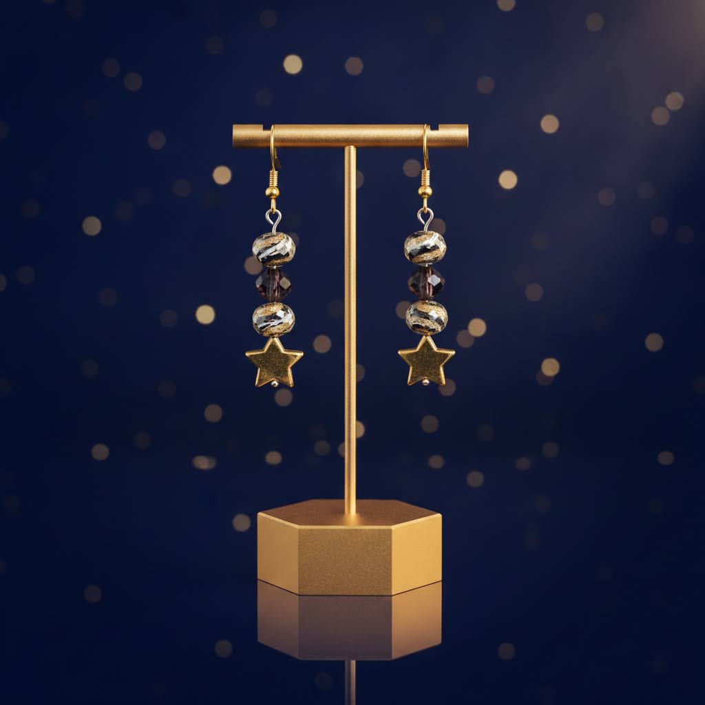 Elegant Dangling Star Charm Beaded Drop Earrings