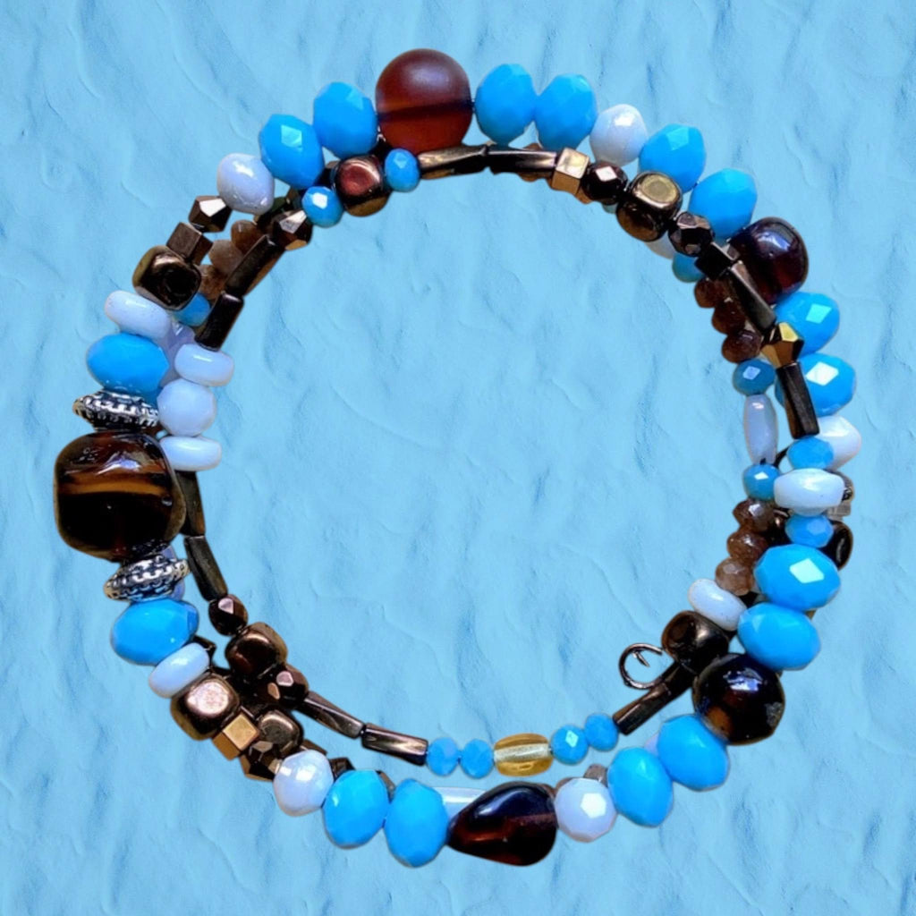 Artisan Beaded Necklace and Bracelet with Vivid Turquoise & Earthy Browns