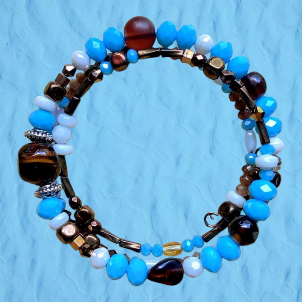 Artisan Beaded Necklace and Bracelet with Vivid Turquoise & Earthy Browns