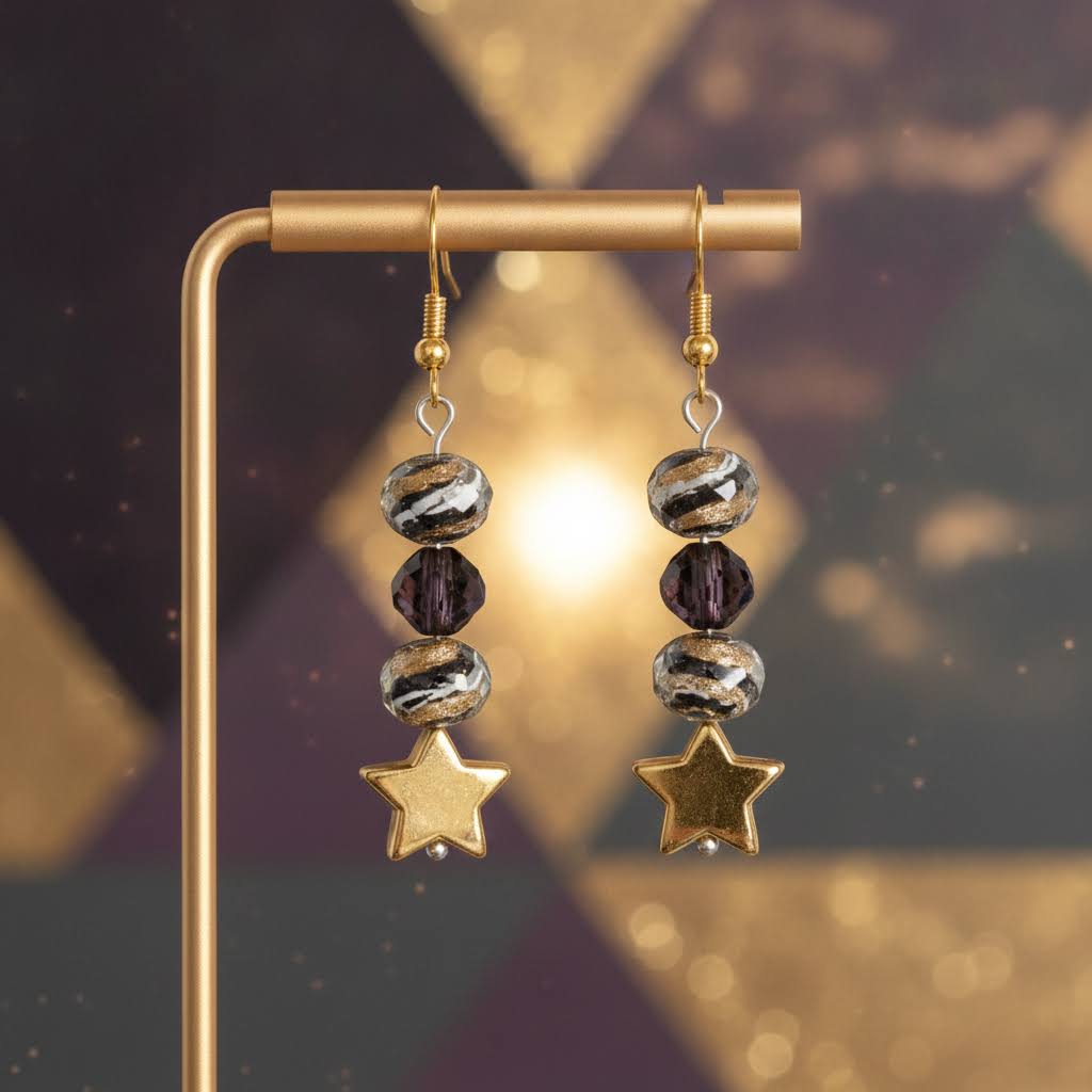 Elegant Dangling Star Charm Beaded Drop Earrings