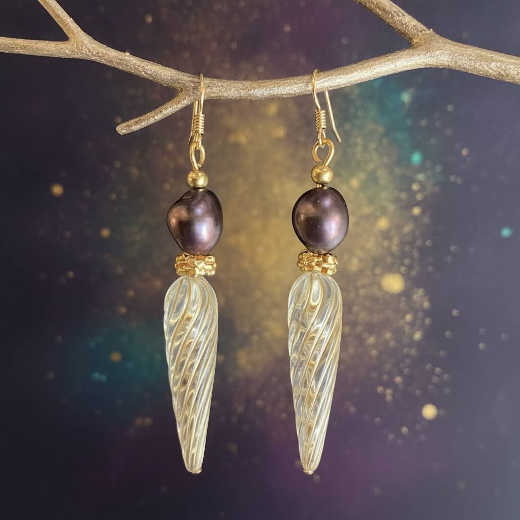 Elegant Pearl and Glass Drop Earrings
